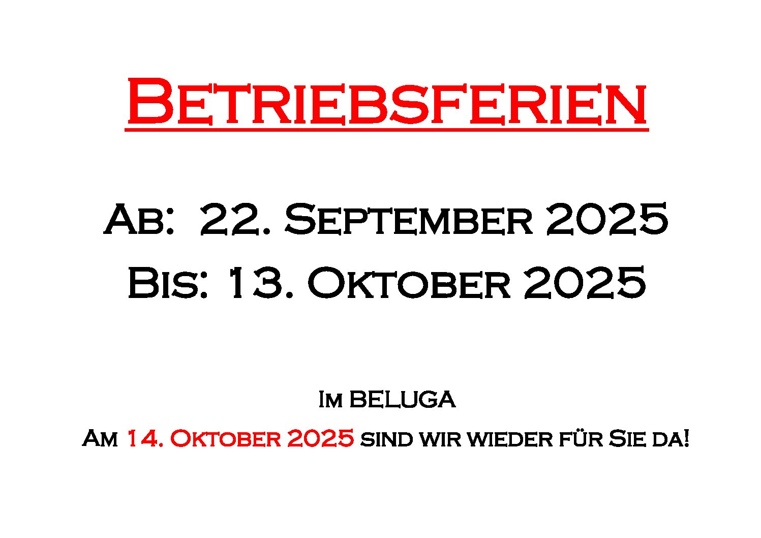 Betriebsferien 2025 14
